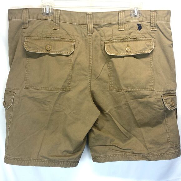 U.S. Polo Association Men's Cargo Shorts Size 44 Khaki Distressed Cotton - Picture 6 of 11